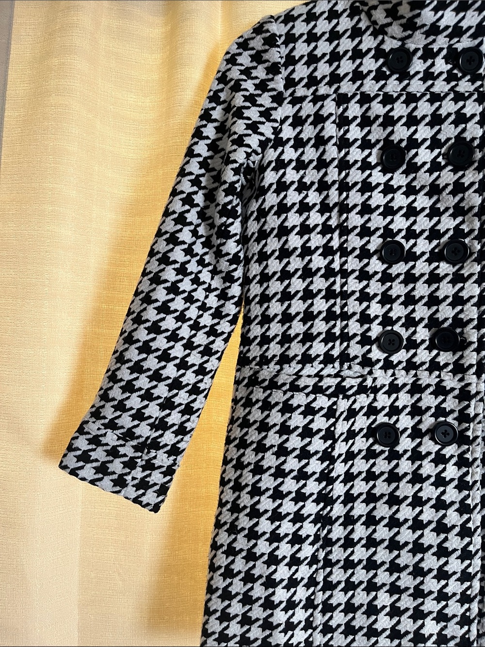 Girls George Black and White Houndstooth Double-Breasted Pea Coat - Picture 3 of 8